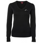 Ladies Knitted Jumper (Black) with white logo